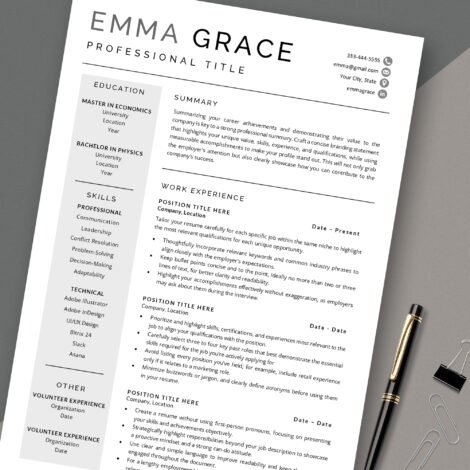 Simple Resume Template Word, 1,2,3 Pages